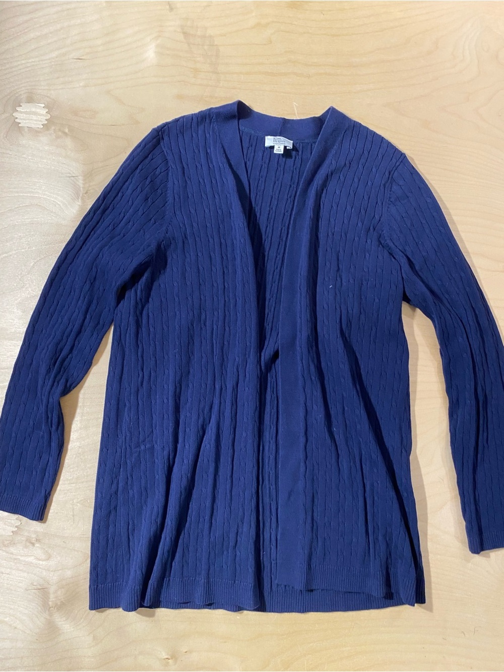 Kim Rogers Classic Open-Front Cable Knit Women's Cardigan - Navy Medium (RT)